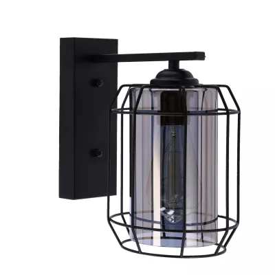 Nástenná lampa JONERA 2 - 1xE27, 40W, čierna / dymové sklo