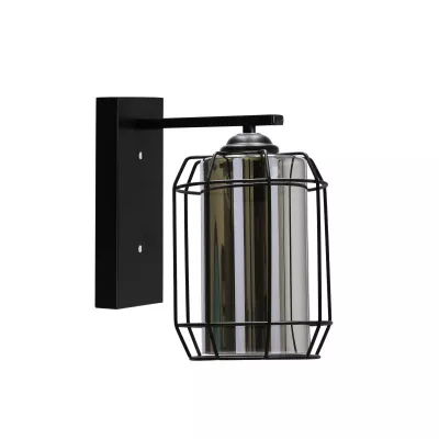 Nástenná lampa JONERA 2 - 1xE27, 40W, čierna / dymové sklo