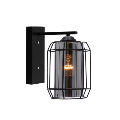 Nástenná lampa JONERA 2 - 1xE27, 40W, čierna / dymové sklo