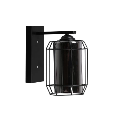 Nástenná lampa JONERA 2 - 1xE27, 40W, čierna / dymové sklo