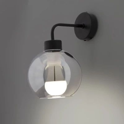 Moderné nástenné osvetlenie LADY - 1xE27, 40W, čierne / dymové sklo