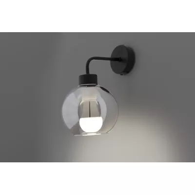 Moderné nástenné osvetlenie LADY - 1xE27, 40W, čierne / dymové sklo