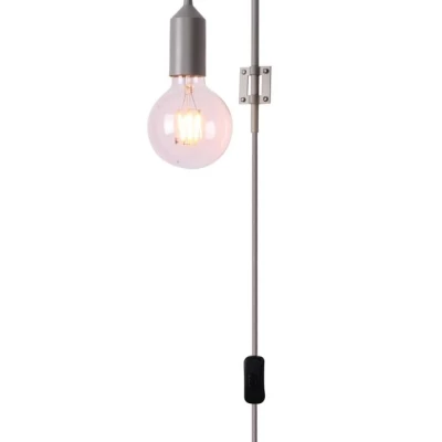 Nástenné osvetlenie s vypínačom LAREN - 1xE27, 40W, šedé