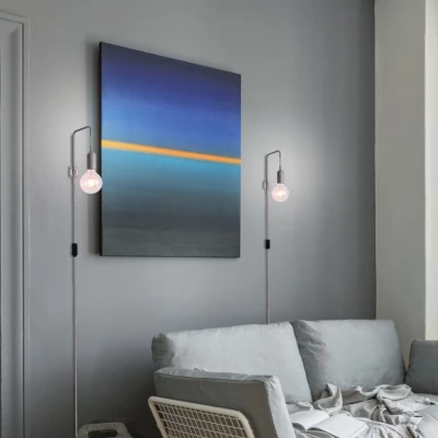 Nástenné osvetlenie s vypínačom LAREN - 1xE27, 40W, šedé