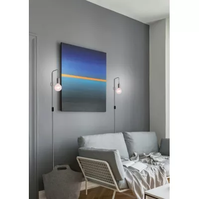 Nástenné osvetlenie s vypínačom LAREN - 1xE27, 40W, šedé