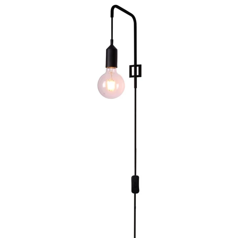 Nástenné osvetlenie s vypínačom LAREN - 1xE27, 40W, čierne