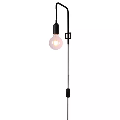 Nástenné osvetlenie s vypínačom LAREN - 1xE27, 40W, čierne