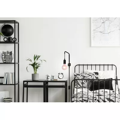 Nástenné osvetlenie s vypínačom LAREN - 1xE27, 40W, čierne