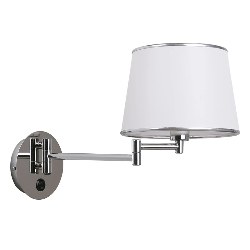 Čítacia lampa s ramenom LAWA - 1xE14, 40W, chrómovaná / biela