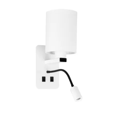 Nástenné LED osvetlenie s čítacím ramenom MAGNUM 3 - 1xE27, 40W + LED 3W, 3200K (teplá biela), biele