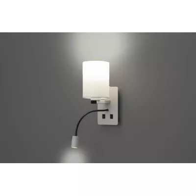 Nástenné LED osvetlenie s čítacím ramenom MAGNUM 3 - 1xE27, 40W + LED 3W, 3200K (teplá biela), biele