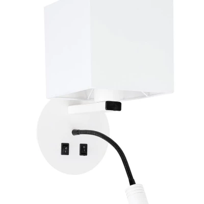 Nástenné LED svetlo s čítacím ramenom MAGNUM 1 - 1xE27, 40W + LED 3W, 3200K (teplá biela), biele