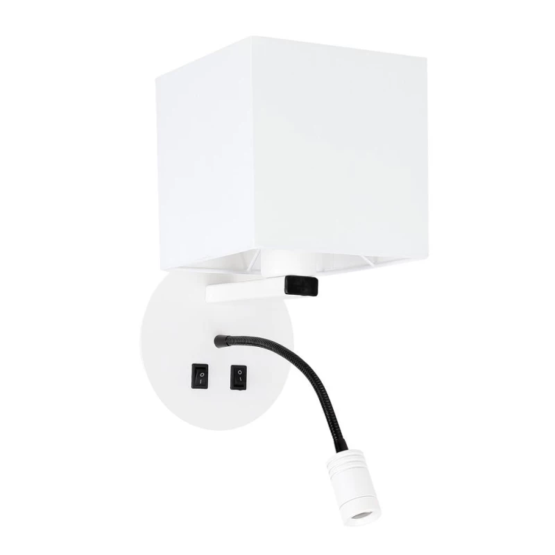 Nástenné LED svetlo s čítacím ramenom MAGNUM 1 - 1xE27, 40W + LED 3W, 3200K (teplá biela), biele