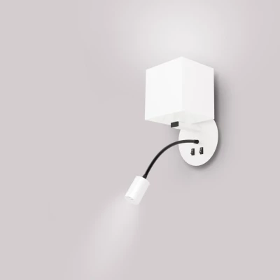 Nástenné LED svetlo s čítacím ramenom MAGNUM 1 - 1xE27, 40W + LED 3W, 3200K (teplá biela), biele
