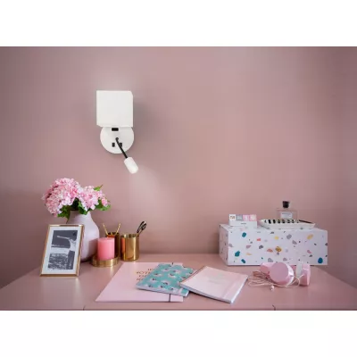 Nástenné LED svetlo s čítacím ramenom MAGNUM 1 - 1xE27, 40W + LED 3W, 3200K (teplá biela), biele