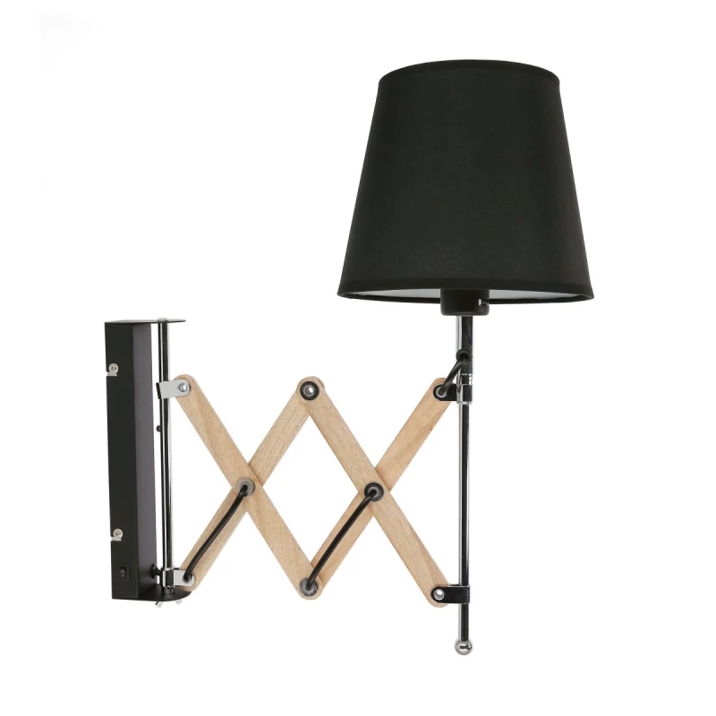 Nástenná flexibilná lampa na čítanie MITO, 1xE27 - 40W, chrómovaná / čierna