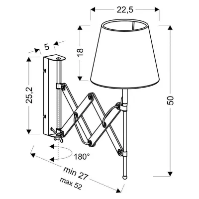 Nástenná flexibilná lampa na čítanie MITO, 1xE27 - 40W, chrómovaná / čierna