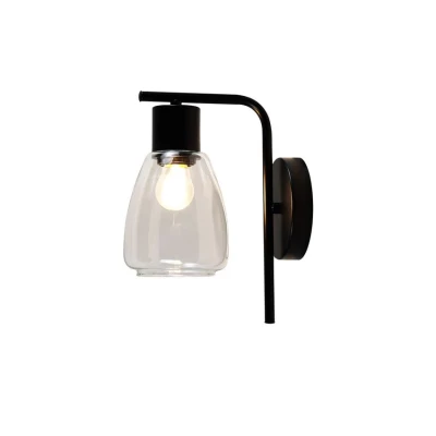Nástenná moderná lampa MOLDO - 1xE27, 40W, čierna / číre sklo