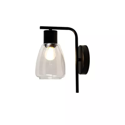 Nástenná moderná lampa MOLDO - 1xE27, 40W, čierna / číre sklo