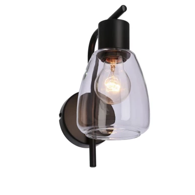 Nástenná moderná lampa MOLDO - 1xE27, 40W, čierna / číre sklo