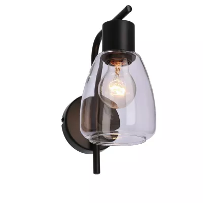 Nástenná moderná lampa MOLDO - 1xE27, 40W, čierna / číre sklo