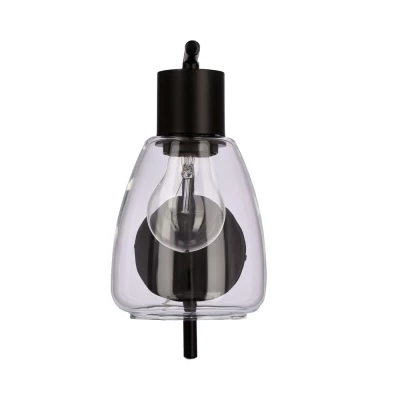 Nástenná moderná lampa MOLDO - 1xE27, 40W, čierna / číre sklo