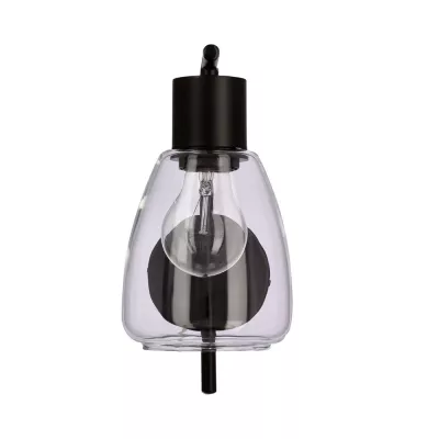 Nástenná moderná lampa MOLDO - 1xE27, 40W, čierna / číre sklo