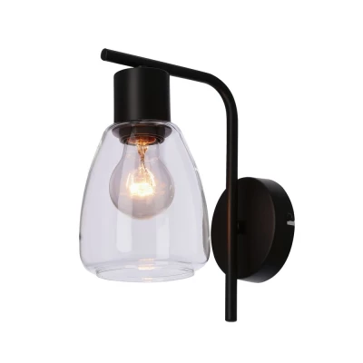 Nástenná moderná lampa MOLDO - 1xE27, 40W, čierna / číre sklo