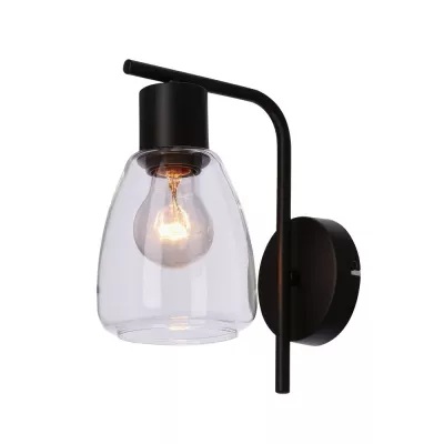 Nástenná moderná lampa MOLDO - 1xE27, 40W, čierna / číre sklo