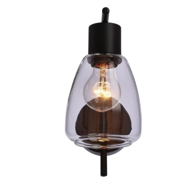 Nástenná moderná lampa MOLDO - 1xE27, 40W, čierna / číre sklo