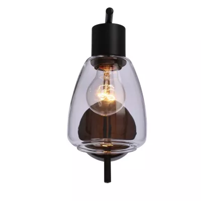 Nástenná moderná lampa MOLDO - 1xE27, 40W, čierna / číre sklo