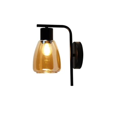 Nástenná moderná lampa MOLDO - 1xE27, 40W, čierna / jantárové sklo