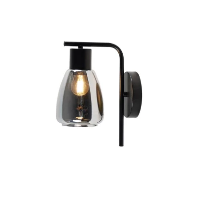 Nástenná moderná lampa MOLDO - 1xE27, 40W, čierna / dymové sklo