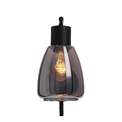 Nástenná moderná lampa MOLDO - 1xE27, 40W, čierna / dymové sklo