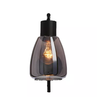 Nástenná moderná lampa MOLDO - 1xE27, 40W, čierna / dymové sklo