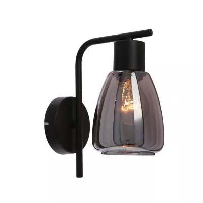 Nástenná moderná lampa MOLDO - 1xE27, 40W, čierna / dymové sklo