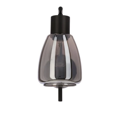 Nástenná moderná lampa MOLDO - 1xE27, 40W, čierna / dymové sklo