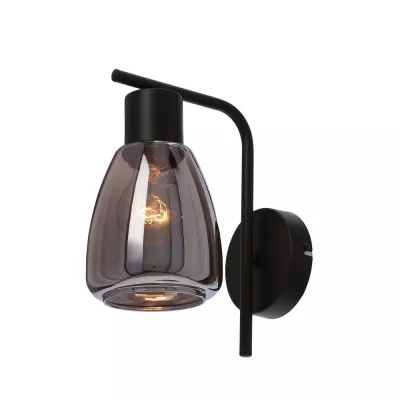 Nástenná moderná lampa MOLDO - 1xE27, 40W, čierna / dymové sklo