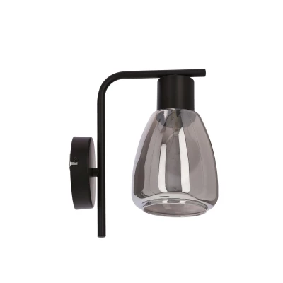 Nástenná moderná lampa MOLDO - 1xE27, 40W, čierna / dymové sklo