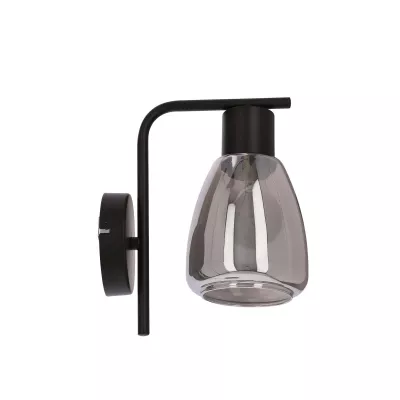 Nástenná moderná lampa MOLDO - 1xE27, 40W, čierna / dymové sklo