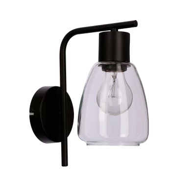 Nástenná moderná lampa MOLDO - 1xE27, 40W, čierna / číre sklo
