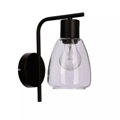 Nástenná moderná lampa MOLDO - 1xE27, 40W, čierna / číre sklo