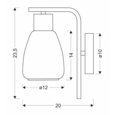 Nástenná moderná lampa MOLDO - 1xE27, 40W, čierna / číre sklo