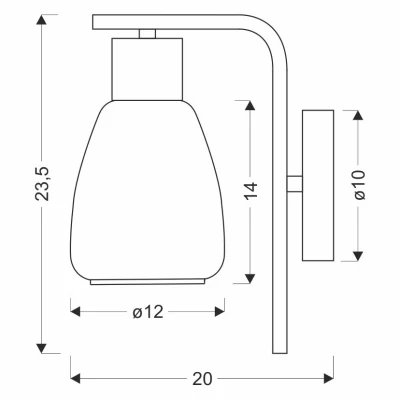 Nástenná moderná lampa MOLDO - 1xE27, 40W, čierna / dymové sklo