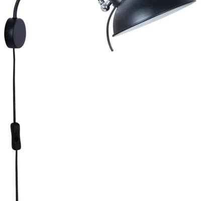 Nástenná čítacia lampa s vypínačom NORA - 1xE14, 40W, čierna