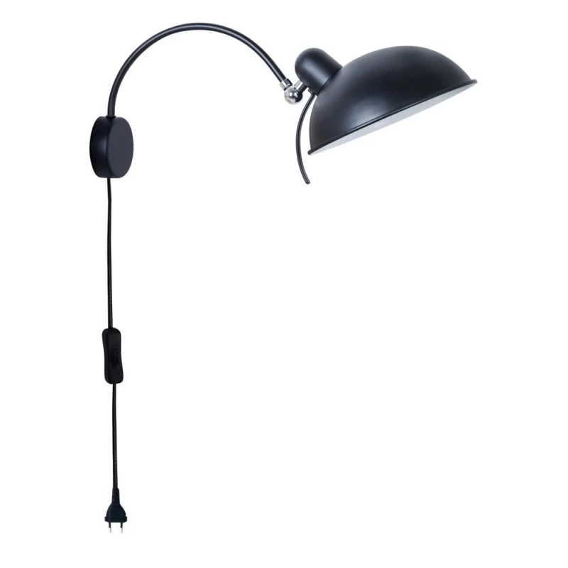 Nástenná čítacia lampa s vypínačom NORA - 1xE14, 40W, čierna