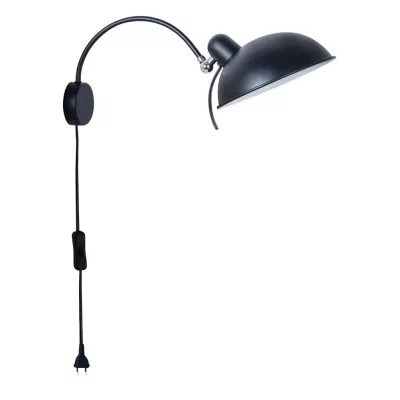 Nástenná čítacia lampa s vypínačom NORA - 1xE14, 40W, čierna