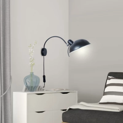 Nástenná čítacia lampa s vypínačom NORA - 1xE14, 40W, čierna