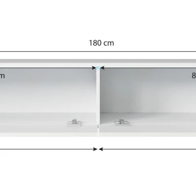 TV stolík CERIEE 180 - betón / biely lesklý