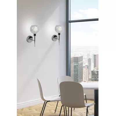 Nástenné dizajnové osvetlenie OZZO - 1xE14, 40W, chrómované / číre